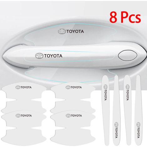 (A) 8 autocollants anti-rayures pour poignées de portières de voiture, film protecteur transparent en TPU, compatible avec Toyota GRsport, Crown, Hilux et Aygo. (1/4)