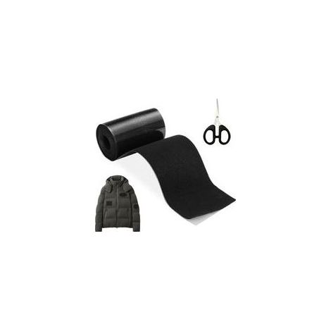 Tissu Autocollant Reparation, 10x200cm Patch en Nylon Imperméable Autocollant, Kit Réparation Tissu pour Siege Auto, Veste, Tentes, Canapé, Doudoune, Sac de Couchage, Sacs à Dos, Noir