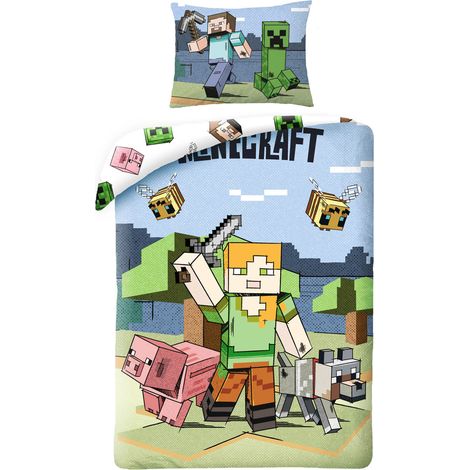 Mikrofaserbettwäsche 140x200+1p70x90 Minecraft