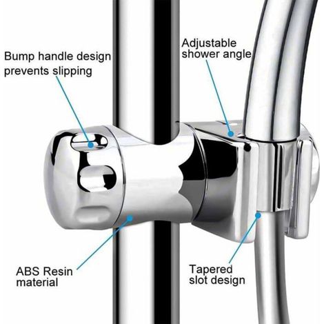 Support Douchette Réglable - Compatible Barre Douche 25 Mm - Rotation 360° - Pour Douchette 19 À 22 Mm - ABS Chromé - 1 Pièce (1/4)
