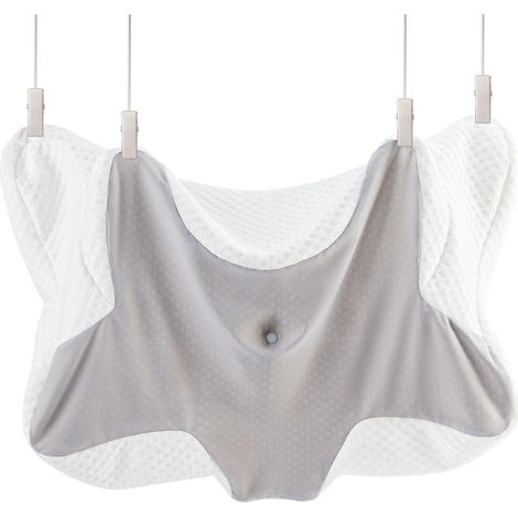1 Housse Oreiller Ergonomique, Jersey Gris Blanc, Lavable Amovible, Pour Sommeil Confortable