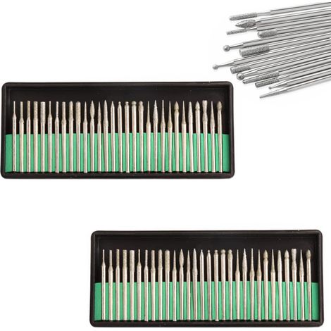 60 Pcs Diamond Burr Kit with 3 mm Shank (1/8 Inch) for DIY, Sculpture, Glass Stone Wood Ceramic Polishing Deburring (1/5)