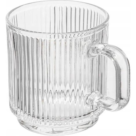 Taza de cristal transparente con ranuras, elegante, 360 ml, 1 unidad. Selena (1/3)