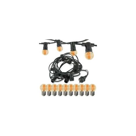 Guirlande lumineuse d'extérieur 10 ampoules LED E27 4W blanc chaud 10 mètres – Interconnectable jusqu'à 80 mètres – IP44 pour intérieur/extérieur (1/5)