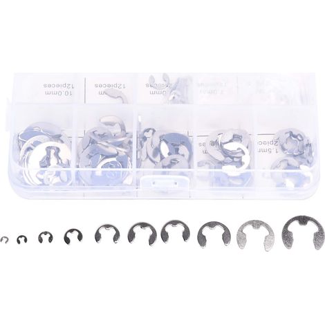 Lot de 120 bagues de sécurité M1.5-10, mini circlips en acier inoxydable, résistantes à la corrosion, assortiment portable (1/5)