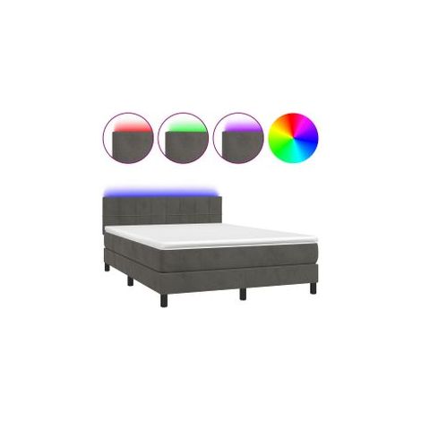 Sommier à lattes de lit avec matelas LED Gris foncé 140x200 (1/5)