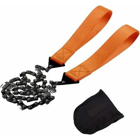 Motosierra portátil, sierra de cable para equipo de supervivencia, camping, caza, hoja de acero bidireccional, fácil de cortar ramas (11 dientes, 103 cm) (1/5)