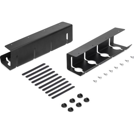 Emuca Lote de 2 bandejas organizadoras de cables para debajo de la mesa, Largo 430 mm, Acero, Pintado negro (1/5)