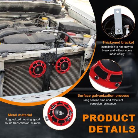 Convient pour le kit de klaxons Super Tone 2 pièces, klaxons doubles 12 V à tonalité aiguë et grave, klaxons puissants avec grille de protection, compatible avec les voitures, camions, motos, bateaux (1/5)