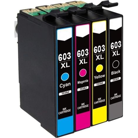 Cartouches encre compatibles d'encre Epson 603 XL - Pack de 4 - Noir, Cyan, Magenta, Jaune (1/4)