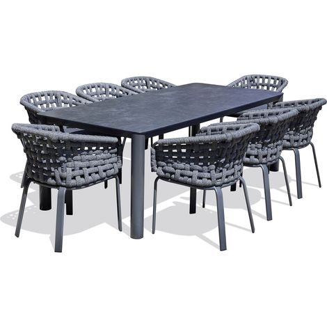 CAMARGUE - Set da pranzo da giardino in alluminio da 8 posti - PARIS GARDEN