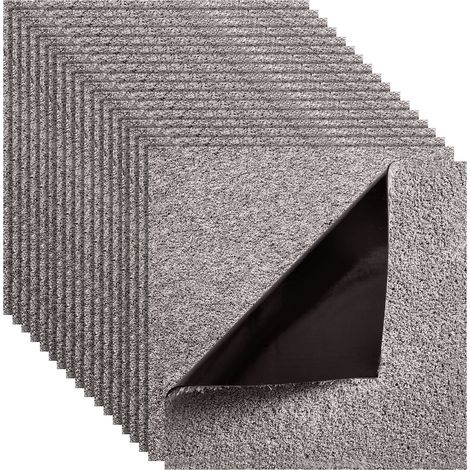 Teppichfliesen 457 x 457 mm, 10er-Packung, selbstklebend, rückstandsfrei entfernbar, quadratisch, weich und dick, für 2,1 m², einfache Verlegung, ideal für Wohn- und Schlafzimmer, dunkelbraun (1/5)