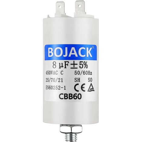 CBB60 8uF 450V Condensateur de Démarrage moteur de Moteur pour Pompe de Piscine 8µF 450 Volt 35x68MM Connecteur M8 50/60Hz (1/5)