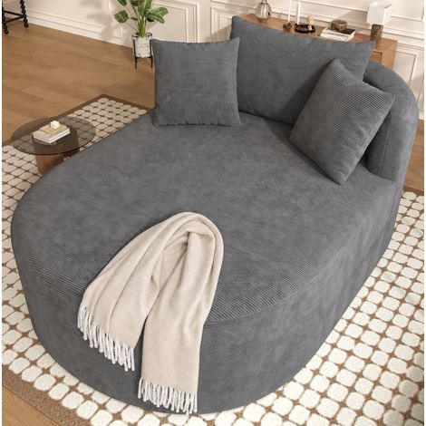 Poltrona relax ovale in corduroy 170 x 112,5 x 83 cm grigio scuro HAVRYA (1/5)