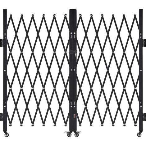 Acier solide pour sécuriser l'entrée, barrière rétractable à double portail avec roues pivotantes 360° (1/5)