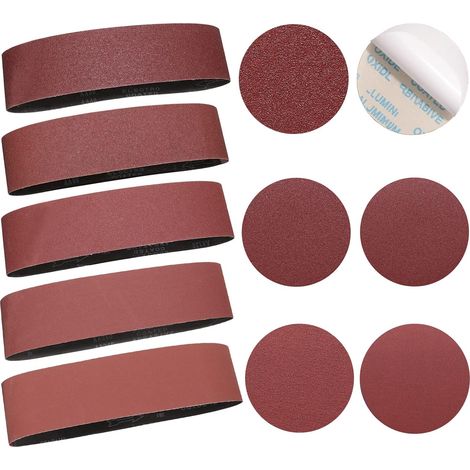 Bandes et Disques Abrasifs -Bande Abrasive 100X915mm(2x60/80/120/240/320)& 150 mm Disques Abrasifs Autocollants(3X80/100/120/180/240/400) Set de 28 Pièces pour Ponceuses à Bande et à Disque (1/5)