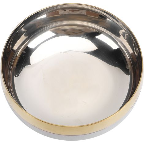 Grand bol de service en acier inoxydable SUS304, 380ml, bord doré, fruits décoratifs pour divertir, Table d'entrée, décoration de la maison (1/5)