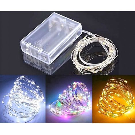 40 luce led a batteria filo nudo lucine per decorazioni addobbi di natale casa - colorigenerali: BIANCO CALDO (1/5)