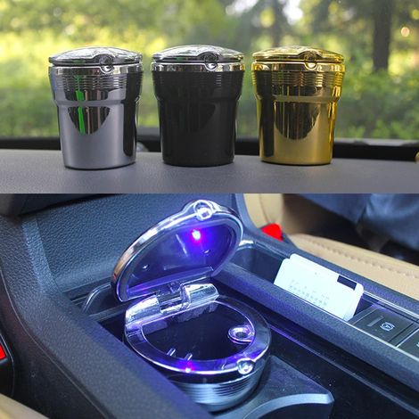 Autoaschenbecher mit Deckel und LED-Beleuchtung, wasserdicht, für Auto, Büro, Zuhause, praktisches Fahrzeuginnenzubehör (1/5)
