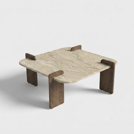 Tavolino da salotto quadrato moderno 90x90 cm Afrolli - Beige (1/5)