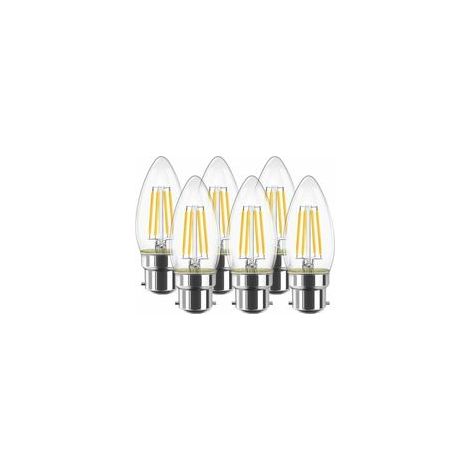 4W C35 B22 Ampoule LED à Filament, Bougie Ampoule, 2700K Blanc Chaud, 470lm 80Ra, Non Dimmable, Lot de 6 [Classe énergétique E] (1/5)