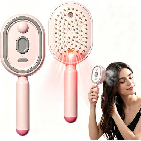 Brosse à Vapeur Électrique, Lisseur Vapeur Rechargeable avec Pulvérisation d’Eau, Brosse à Cheveux Humide et Sèche, Peigne Démêlant Antistatique et Anti-Frisottis pour Cheveux Longs et Courts (1/5)