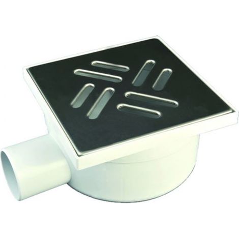 TAPÓN DE SUMIDERo DE DESCARGA LATERAL REJILLA DE ACERO INOXIDABLE 15x15 (1/2)