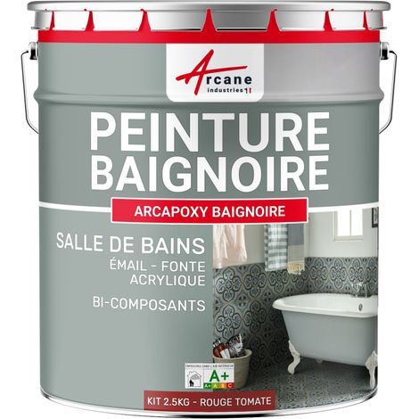 Peinture baignoire et lavabo, résine de rénovation, pour émail, acrylique et fonte, Arcane industries - 2.5 kg (jusqu'à 8 m² en 2 couches) Rouge Tomate - RAL 3013 - ARCANE INDUSTRIES
