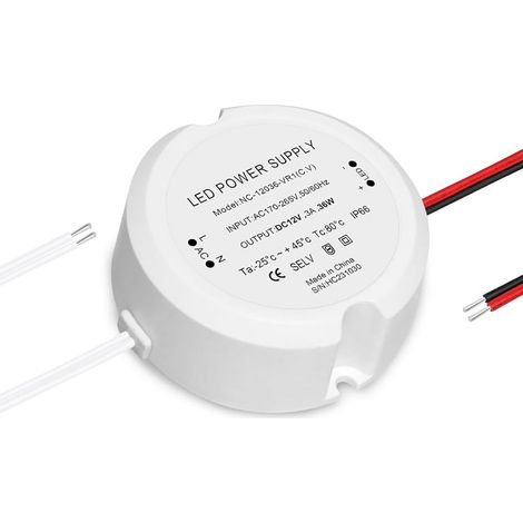 Trasformatore LED da 220 V a 12 V 36 W, trasformatore LED da 12 V 36 W 3 A, driver convertitore da CA a CC, driver convertitore da CA a CC IP66, per illuminazione interna ed esterna (1/5)