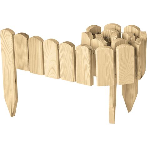 Garronda clôture de Jardin en Bois Bordure Jardin Cloture Jardin Exterieur, Palissade Bordurette Longueur: 100 cm GD-0148 (Naturel (Non imprégné), Hauteur : 10 cm)
