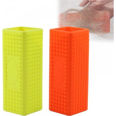 Brosse en silicone pour nettoyer les meubles et les tapis, les poils d'animaux et les canapés, jaune et orange (1/5)