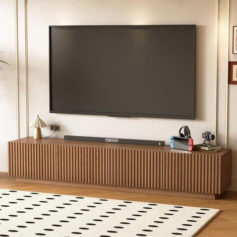 TV-Schrank für 75" Bildschirm,Nussbaum-Farbe, auf Füßen,mit Stauraum,220cm (1/5)