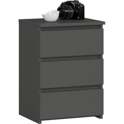 Comodino AKORD CL3 Grigia Grafite 40 cm 3 cassetti 40x35x57 cm