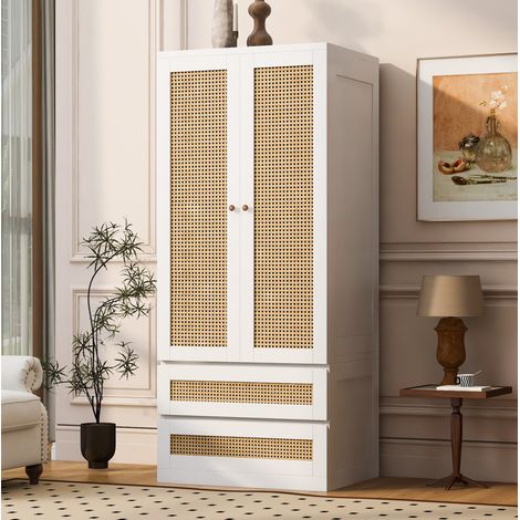 Armadio 2 ante con cassetti in legno 70x55x170 cm OKMYHOME (1/5)
