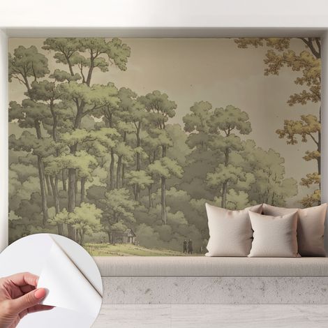 Fotomurale adesivo - Carta da parati adesiva - per la cucina camera da letto per la soggiorno - Idillio boschivo 208x146 cm (1/5)