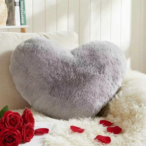 herzförmiges Kissen, Kunstfell, PP-Baumwolle, Schlafzimmerdekoration, Valentinstag (1/5)