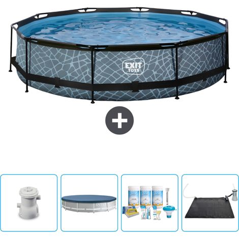 Exit Pool Rund - Steinoptik - 360x76 cm - 5-teilig SCB18 (1/4)