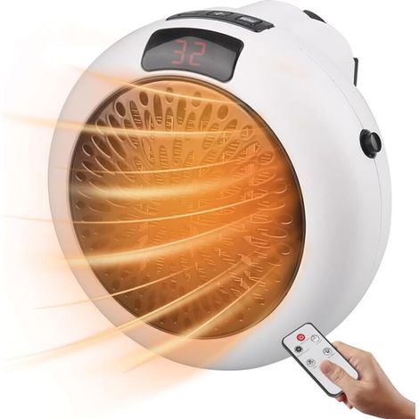 Mini portable radiator, 900W, ceramic, with adjustable thermostat and remote control (white)