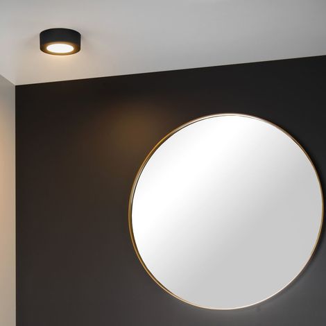 Lucide BRICE-LED - Deckenleuchte Badezimmer - Ø 11,7 cm - LED Dim. - 1x8W 3000K - IP44 - Schwarz (1/4)