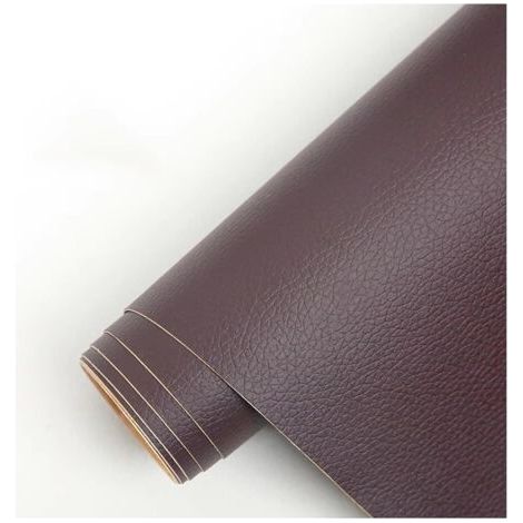 BUNTHAUS Selbstklebendes Reparaturset aus Kunstleder für Leder, Reparaturset aus genarbtem Kunstleder-Vinyl für Sofas, Autositze und Möbel (Dunkelbraun, 50 x 137 cm) (1/5)
