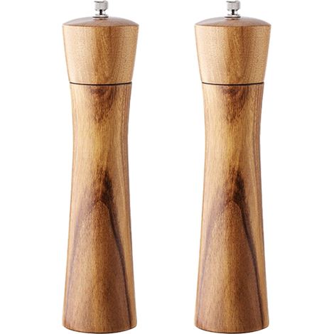 Ensemble moulin à sel et à poivre en bois, vaisselle rechargeable en bois d'acacia, grand moulin à poivre et salière (1/5)