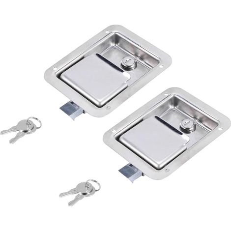 Matériel Paquet de 2 Loquet à Ressort pour Palette en Acier Inoxydable avec Serrure et Clé - Poignée Unique à Affleurement pour Remorque de Porte RV (1/5)