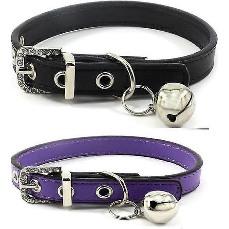 Lot de 2 colliers pour animaux de compagnie, color block, réglables et élégants, en similicuir. (1/2)
