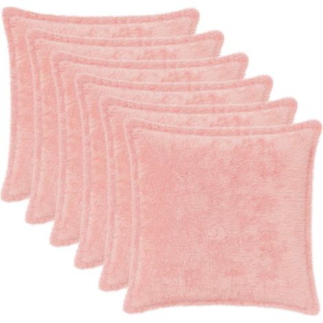 Kissenbezug 6 stk. HOUTEN Rosa 45 x 45 cm Faux Kaninchenfell vidaXL