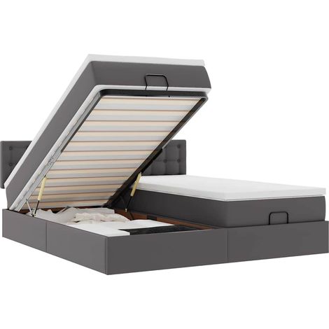 Maison Exclusive - Ottoman-Bett mit Matratzen & LEDs Grau 180x200