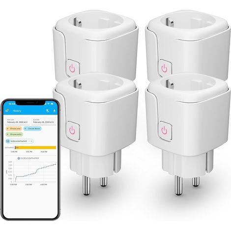 Prise Intelligente Zigbee avec Consommation Énergétique 4 Pièce(Type F), 16A, Répéteur Zigbee, Hub ZigBee Requis, Fonctionne avec Home Assistant, Homey, Compatible avec SmartThings (1/5)