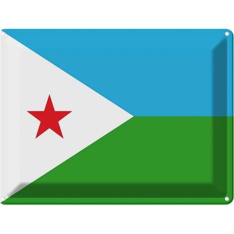 Plaque métallique 30x40 cm, blason du drapeau de Djibouti (1/5)