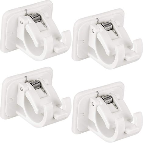 Sollbry 4 pcs Support de Tringle à Rideau Auto-Adhésif Supports de Crochet de Draperie Support de Tige de Fixation Supports Muraux de Tringles à Rideaux Crochets de Tige de Serviette (1/5)