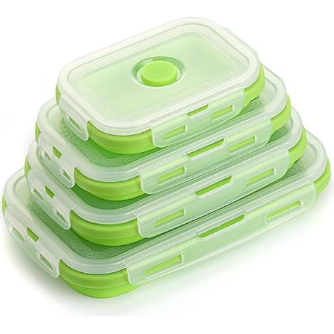 4er Pack Faltbare Vorratsdosen – Silikon Aufbewahrungsbox mit Deckel, BPA Frei, Luftdicht Frischhaltedosen
