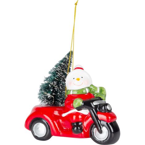 Weihnachtsdekoration MagicHome, Schneemann im Auto, LED, Terrakotta, 12,5x6x11,8 cm (1/3)